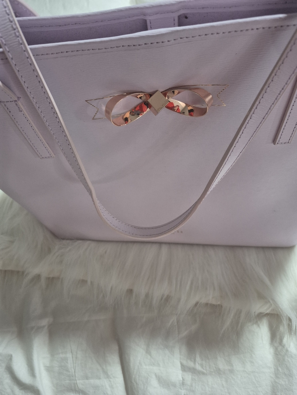 Women’s Tote Bag with Rose Gold Bow Accent - Light Lavender